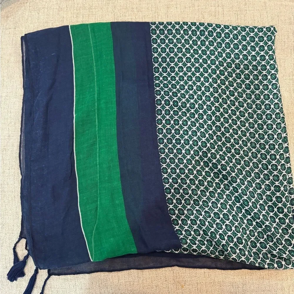 Large Green and Navy Women’s Scarf